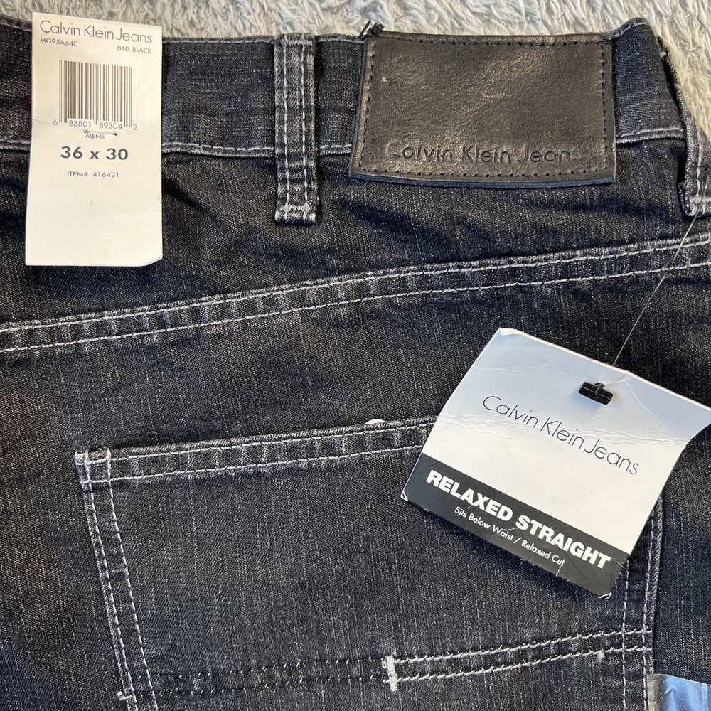 Calvin Klein Jeans Jeans Mens 36x31 Black Relaxed Straight NWT Office Casual - Picture 3 of 5